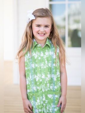 Blue Quail Sleeveless Fishing Shirt Guayabera Dress 10 Green Tropical